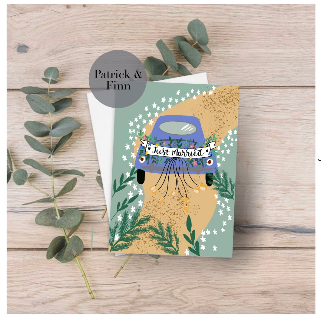 Just married greeting card.
