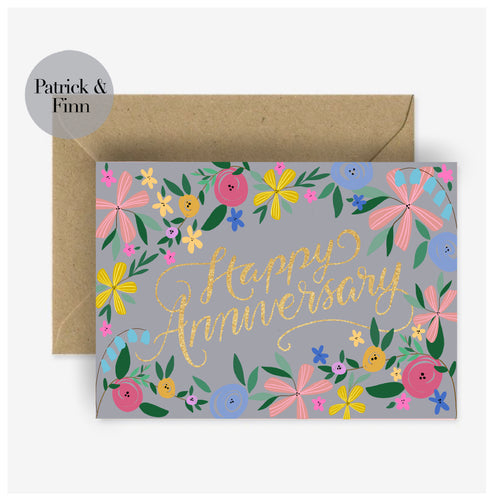 Happy Anniversary floral card.