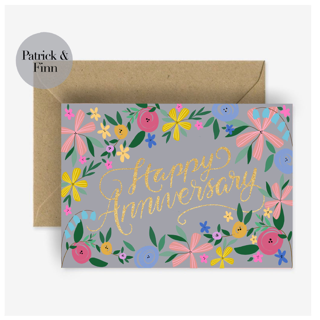 Happy Anniversary floral card.